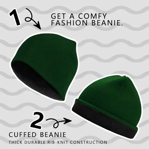 ZOORON 1 & 2 Pack Unisex Beanie for Men Women Reversible Winter Beanies Hat Knit Warm Plain Skull Cap Daily Beanie Hat - 4