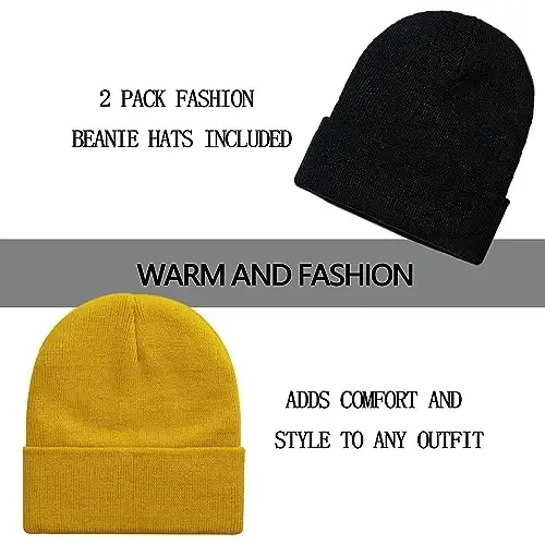 ZOORON 1&2 Pack Beanie for Men Women Slouchy Beanie Hats Winter Knit Caps Soft Ski Hat Unisex - 2