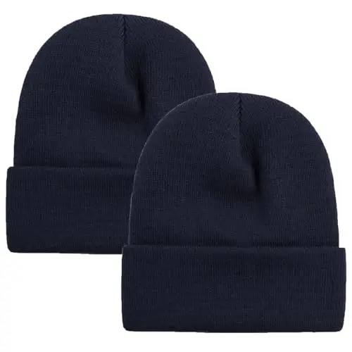 ZOORON 1&2 Pack Beanie for Men Women Slouchy Beanie Hats Winter Knit Caps Soft Ski Hat Unisex - 1