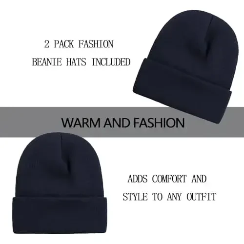 ZOORON 1&2 Pack Beanie for Men Women Slouchy Beanie Hats Winter Knit Caps Soft Ski Hat Unisex - ZOORON (1)