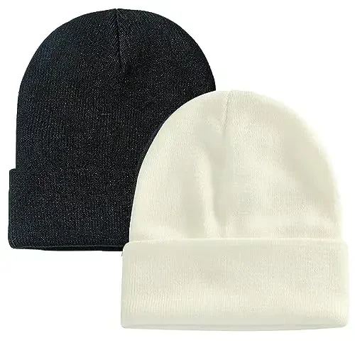 ZOORON 1&2 Pack Beanie for Men Women Slouchy Beanie Hats Winter Knit Caps Soft Ski Hat Unisex - 1
