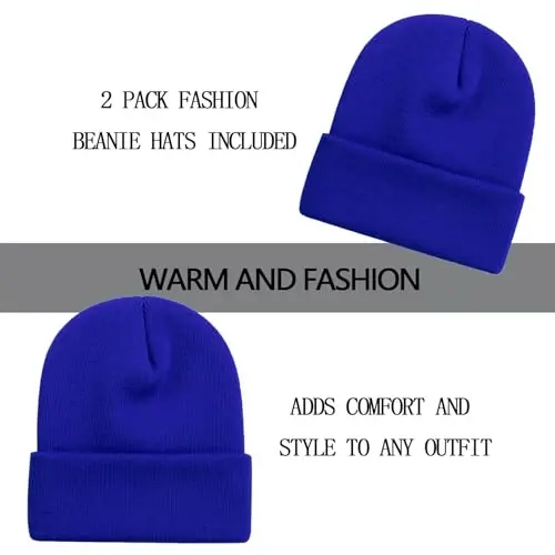 ZOORON 1&2 Pack Beanie for Men Women Slouchy Beanie Hats Winter Knit Caps Soft Ski Hat Unisex - 2
