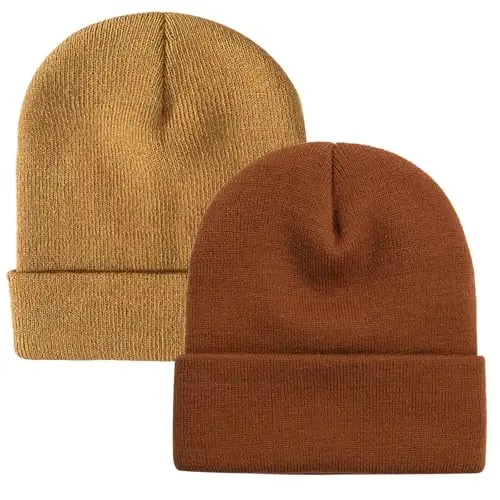 ZOORON 1&2 Pack Beanie for Men Women Slouchy Beanie Hats Winter Knit Caps Soft Ski Hat Unisex - 1