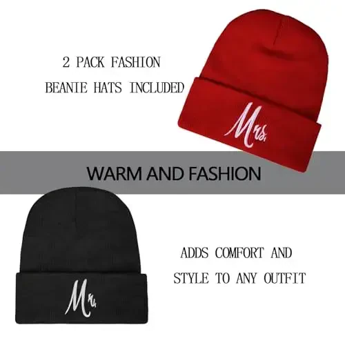 ZOORON 1&2 Pack Beanie for Men Women Slouchy Beanie Hats Winter Knit Caps Soft Ski Hat Unisex - 2