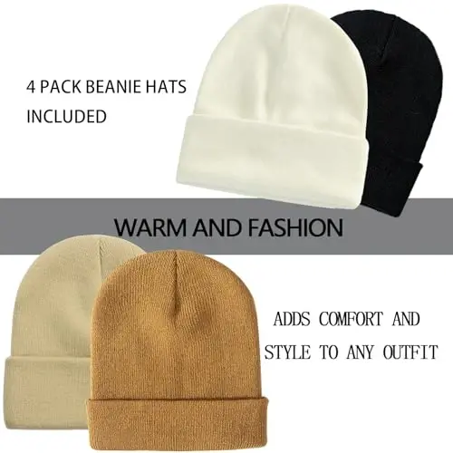 ZOORON 1&2 Pack Beanie for Men Women Slouchy Beanie Hats Winter Knit Caps Soft Ski Hat Unisex - 2