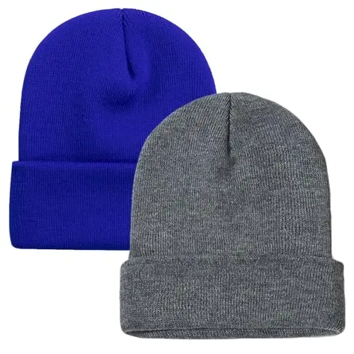 ZOORON 1&2 Pack Beanie for Men Women Slouchy Beanie Hats Winter Knit Caps Soft Ski Hat Unisex 