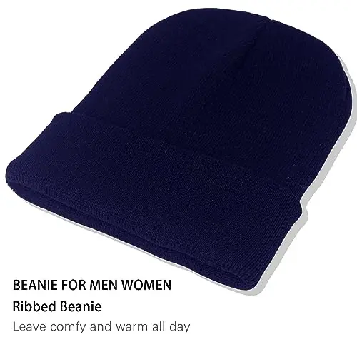 ZOORON 1&2 Pack Beanie for Men Women Slouchy Beanie Hats Winter Knit Caps Soft Ski Hat Unisex - 2