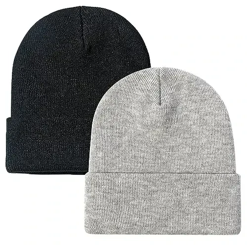 ZOORON 1&2 Pack Beanie for Men Women Slouchy Beanie Hats Winter Knit Caps Soft Ski Hat Unisex 