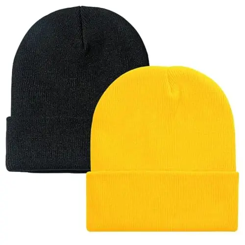 ZOORON 1&2 Pack Beanie for Men Women Slouchy Beanie Hats Winter Knit Caps Soft Ski Hat Unisex - 1