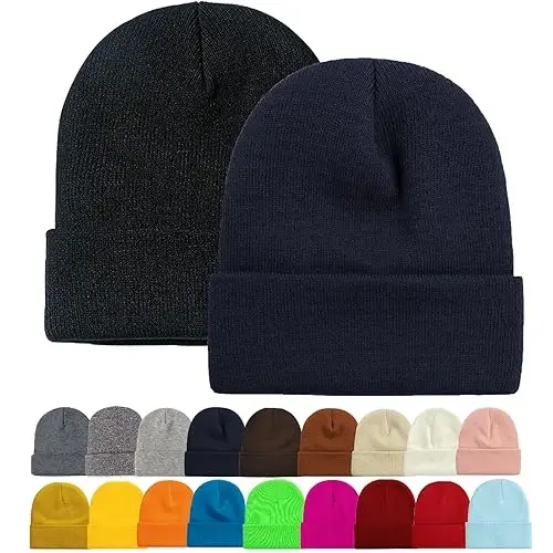 ZOORON 1&2 Pack Beanie for Men Women Slouchy Beanie Hats Winter Knit Caps Soft Ski Hat Unisex 