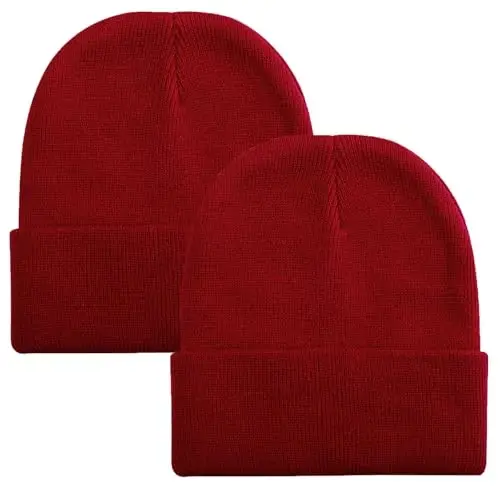 ZOORON 1&2 Pack Beanie for Men Women Slouchy Beanie Hats Winter Knit Caps Soft Ski Hat Unisex - 1