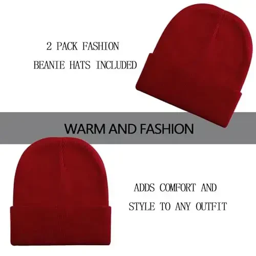 ZOORON 1&2 Pack Beanie for Men Women Slouchy Beanie Hats Winter Knit Caps Soft Ski Hat Unisex - ZOORON (1)