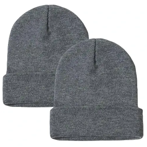 ZOORON 1&2 Pack Beanie for Men Women Slouchy Beanie Hats Winter Knit Caps Soft Ski Hat Unisex - 1