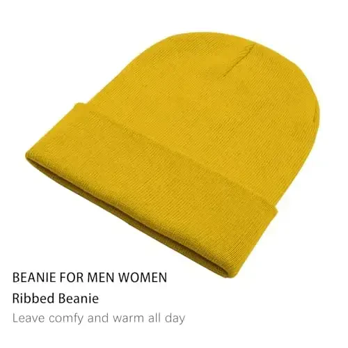 ZOORON 1&2 Pack Beanie for Men Women Slouchy Beanie Hats Winter Knit Caps Soft Ski Hat Unisex - 2