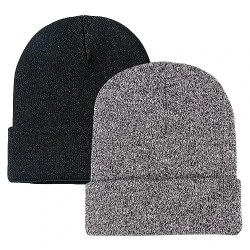 ZOORON 1&2 Pack Beanie for Men Women Slouchy Beanie Hats Winter Knit Caps Soft Ski Hat Unisex - 1