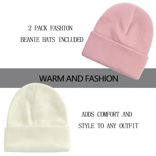 ZOORON 1&2 Pack Beanie for Men Women Slouchy Beanie Hats Winter Knit Caps Soft Ski Hat Unisex - 2