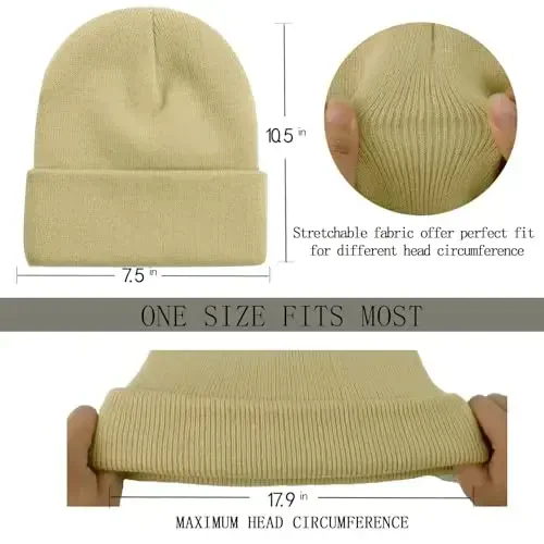 ZOORON 1&2 Pack Beanie for Men Women Slouchy Beanie Hats Winter Knit Caps Soft Ski Hat Unisex - 5