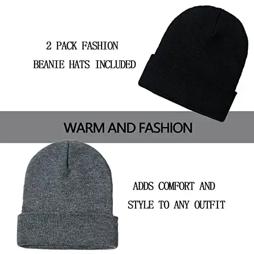 ZOORON 1&2 Pack Beanie for Men Women Slouchy Beanie Hats Winter Knit Caps Soft Ski Hat Unisex - 4