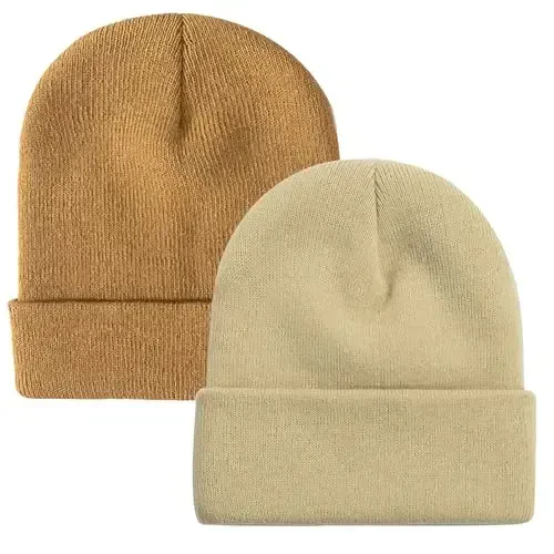 ZOORON 1&2 Pack Beanie for Men Women Slouchy Beanie Hats Winter Knit Caps Soft Ski Hat Unisex 