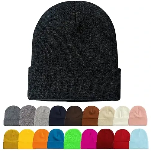 ZOORON 1&2 Pack Beanie for Men Women Slouchy Beanie Hats Winter Knit Caps Soft Ski Hat Unisex 