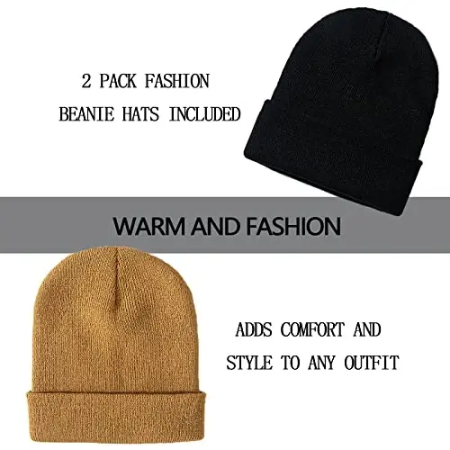 ZOORON 1&2 Pack Beanie for Men Women Slouchy Beanie Hats Winter Knit Caps Soft Ski Hat Unisex - ZOORON (1)