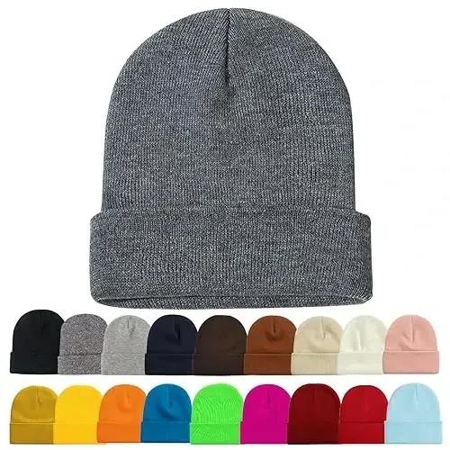 ZOORON 1&2 Pack Beanie for Men Women Slouchy Beanie Hats Winter Knit Caps Soft Ski Hat Unisex - 1