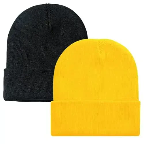ZOORON 1&2 Pack Beanie erkaklar ayollar uchun Slouchy Beanie Shlyapalar Qishki Trikotaj Shapka Yumshoq chang'i shapkasi Unisex - 1