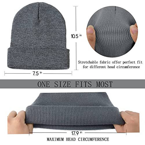 ZOORON 1&2 Pack Beanie for Men Women Slouchy Beanie Hats Winter Knit Caps Soft Ski Hat Unisex - 3