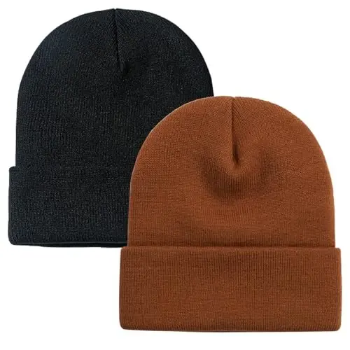 ZOORON 1&2 Pack Beanie for Men Women Slouchy Beanie Hats Winter Knit Caps Soft Ski Hat Unisex - 1