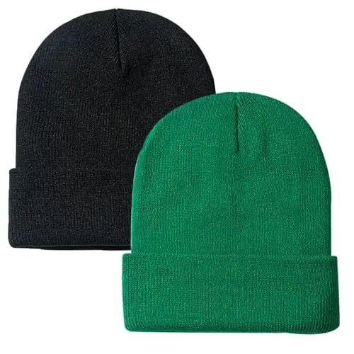 ZOORON 1&2 Pack Beanie for Men Women Slouchy Beanie Hats Winter Knit Caps Soft Ski Hat Unisex 