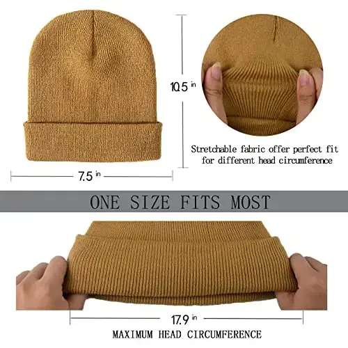 ZOORON 1&2 Pack Beanie for Men Women Slouchy Beanie Hats Winter Knit Caps Soft Ski Hat Unisex - 2
