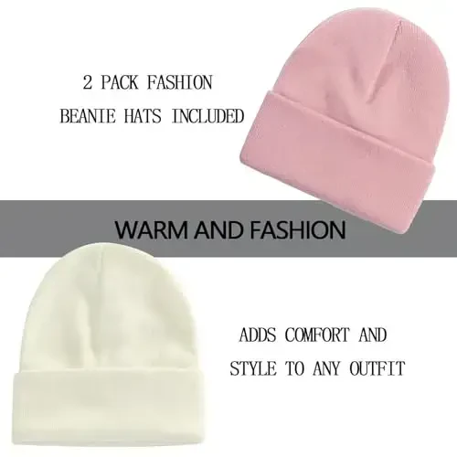 ZOORON 1&2 Pack Beanie for Men Women Slouchy Beanie Hats Winter Knit Caps Soft Ski Hat Unisex - ZOORON (1)