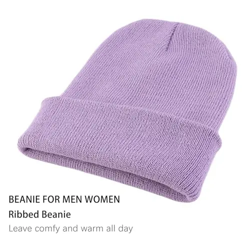 ZOORON 1&2 Pack Beanie for Men Women Slouchy Beanie Hats Winter Knit Caps Soft Ski Hat Unisex - 2