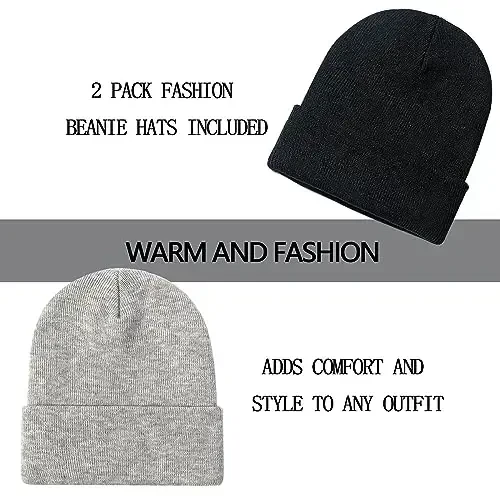 ZOORON 1&2 Pack Beanie for Men Women Slouchy Beanie Hats Winter Knit Caps Soft Ski Hat Unisex - ZOORON (1)