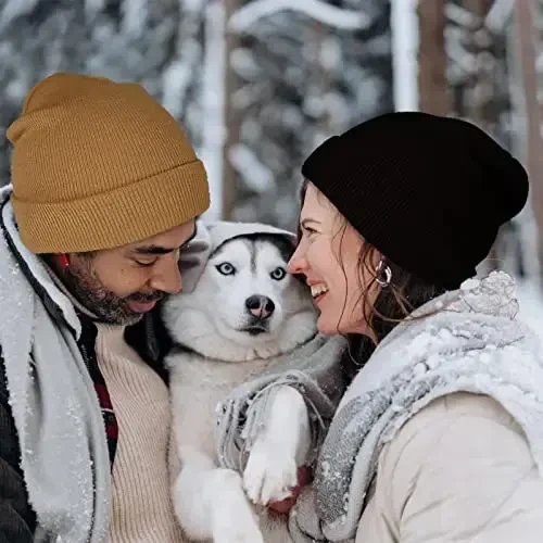 ZOORON 1&2 Pack Beanie for Men Women Slouchy Beanie Hats Winter Knit Caps Soft Ski Hat Unisex - 6