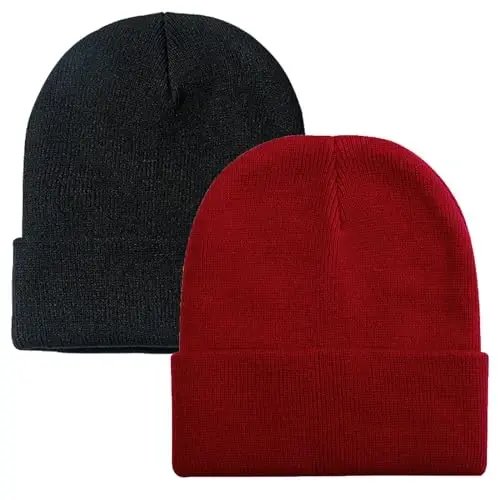 ZOORON 1&2 Pack Beanie for Men Women Slouchy Beanie Hats Winter Knit Caps Soft Ski Hat Unisex 