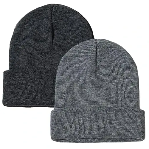 ZOORON 1&2 Pack Beanie for Men Women Slouchy Beanie Hats Winter Knit Caps Soft Ski Hat Unisex - 1