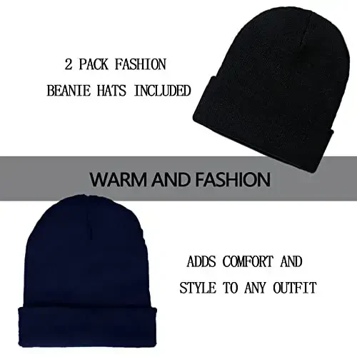 ZOORON 1&2 Pack Beanie for Men Women Slouchy Beanie Hats Winter Knit Caps Soft Ski Hat Unisex - ZOORON (1)