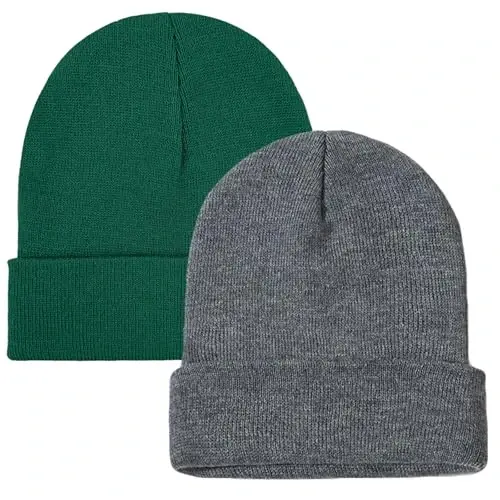 ZOORON 1&2 Pack Beanie for Men Women Slouchy Beanie Hats Winter Knit Caps Soft Ski Hat Unisex - 1