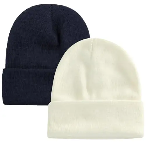 ZOORON 1&2 Pack Beanie for Men Women Slouchy Beanie Hats Winter Knit Caps Soft Ski Hat Unisex - 1