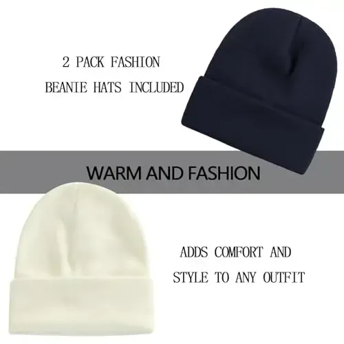ZOORON 1&2 Pack Beanie for Men Women Slouchy Beanie Hats Winter Knit Caps Soft Ski Hat Unisex - 2