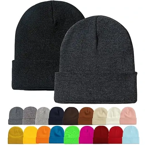ZOORON 1&2 Pack Beanie for Men Women Slouchy Beanie Hats Winter Knit Caps Soft Ski Hat Unisex - 1