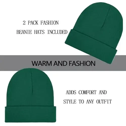 ZOORON 1&2 Pack Beanie for Men Women Slouchy Beanie Hats Winter Knit Caps Soft Ski Hat Unisex - 2