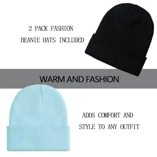 ZOORON 1&2 Pack Beanie for Men Women Slouchy Beanie Hats Winter Knit Caps Soft Ski Hat Unisex - 2