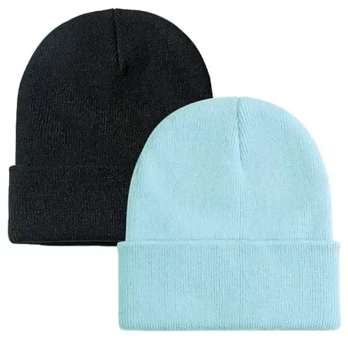 ZOORON 1&2 Pack Beanie for Men Women Slouchy Beanie Hats Winter Knit Caps Soft Ski Hat Unisex - 1