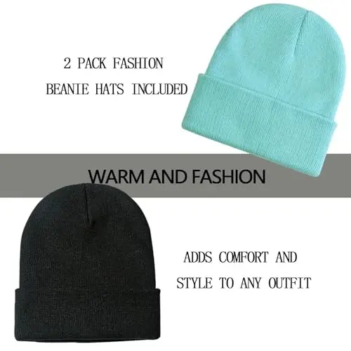 ZOORON 1&2 Pack Beanie for Men Women Slouchy Beanie Hats Winter Knit Caps Soft Ski Hat Unisex - 2