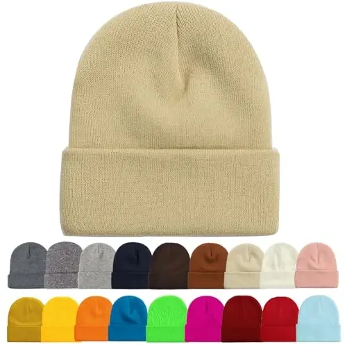 ZOORON 1&2 Pack Beanie for Men Women Slouchy Beanie Hats Winter Knit Caps Soft Ski Hat Unisex - 1