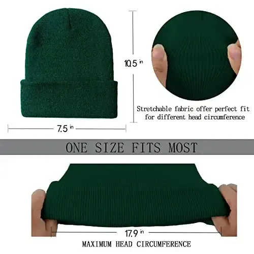 ZOORON 1&2 Pack Beanie for Men Women Slouchy Beanie Hats Winter Knit Caps Soft Ski Hat Unisex - 3