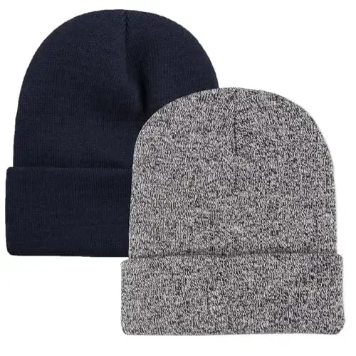 ZOORON 1&2 Pack Beanie for Men Women Slouchy Beanie Hats Winter Knit Caps Soft Ski Hat Unisex - 1