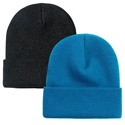 ZOORON 1&2 Pack Beanie for Men Women Slouchy Beanie Hats Winter Knit Caps Soft Ski Hat Unisex - 1